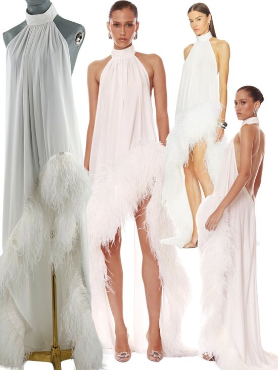 Bronx and Banco Dresses & Skirts - 🆕 BRONX & BANCO 🧿 NWOT Madeline Halterneck Feathered Gown, White - Sz XS US 2